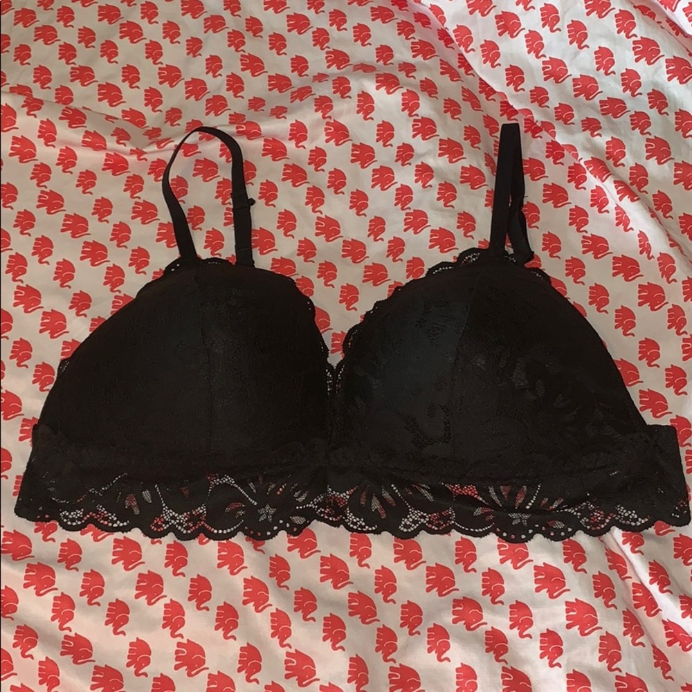 Black lace bralette.